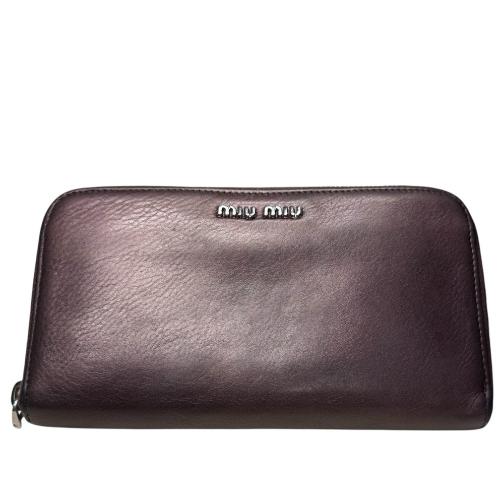 Women’s Vintage Purple Miu Miu Leather Zip Wallet